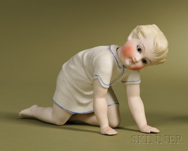 Appraisal: Kling Bisque Crawling Boy Germany c all-bisque child with swivel