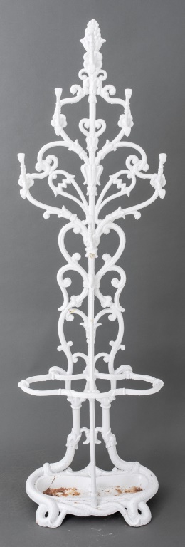 Appraisal: WHITE CAST IRON COAT RACK UMBRELLA STAND White cast iron