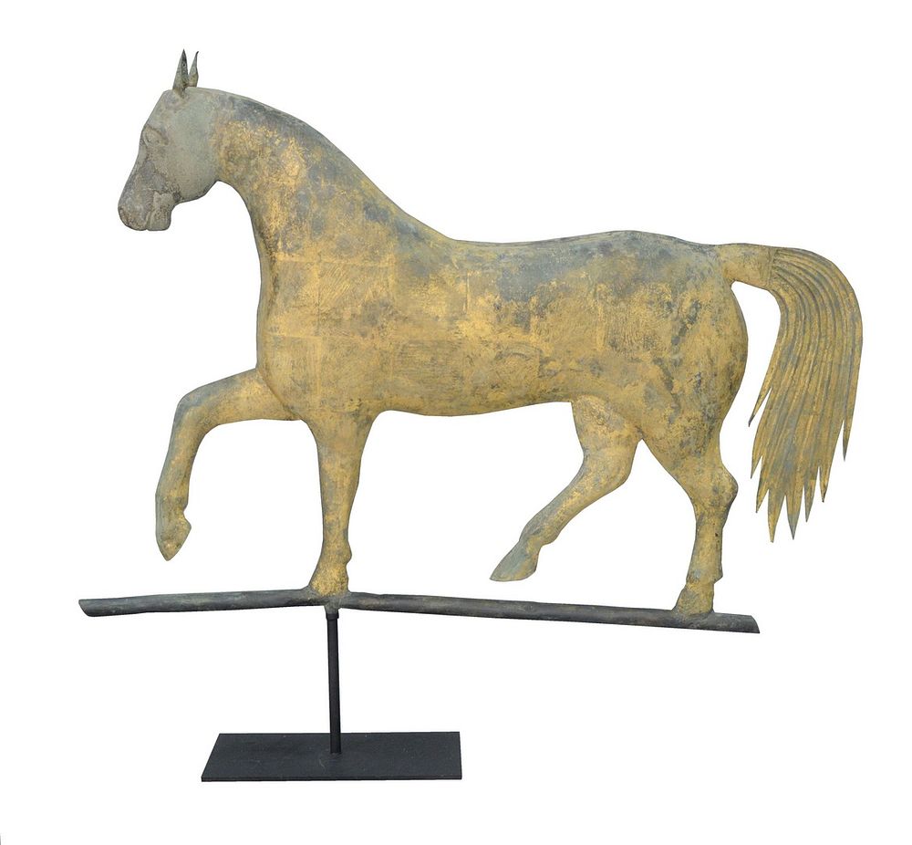 Appraisal: Copper Horse Full Bodied Weathervane partial gilt finish height inches