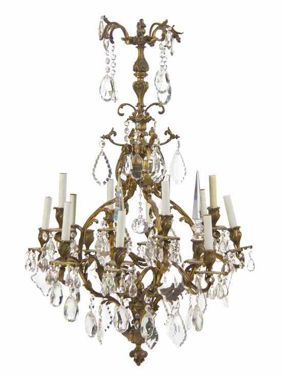 Appraisal: A Louis XV Style Bronze Sixteen-Light Chandelier the cage form