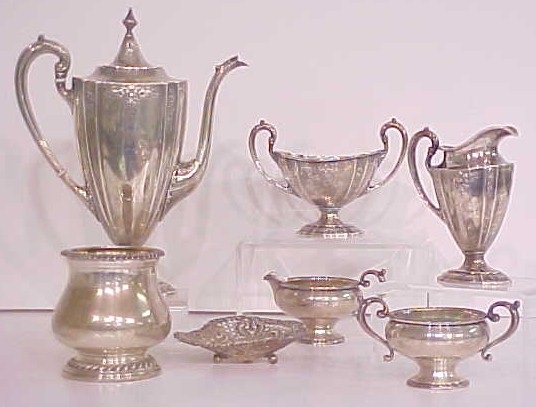 Appraisal: Seven sterling pieces including a three piece coffee set with