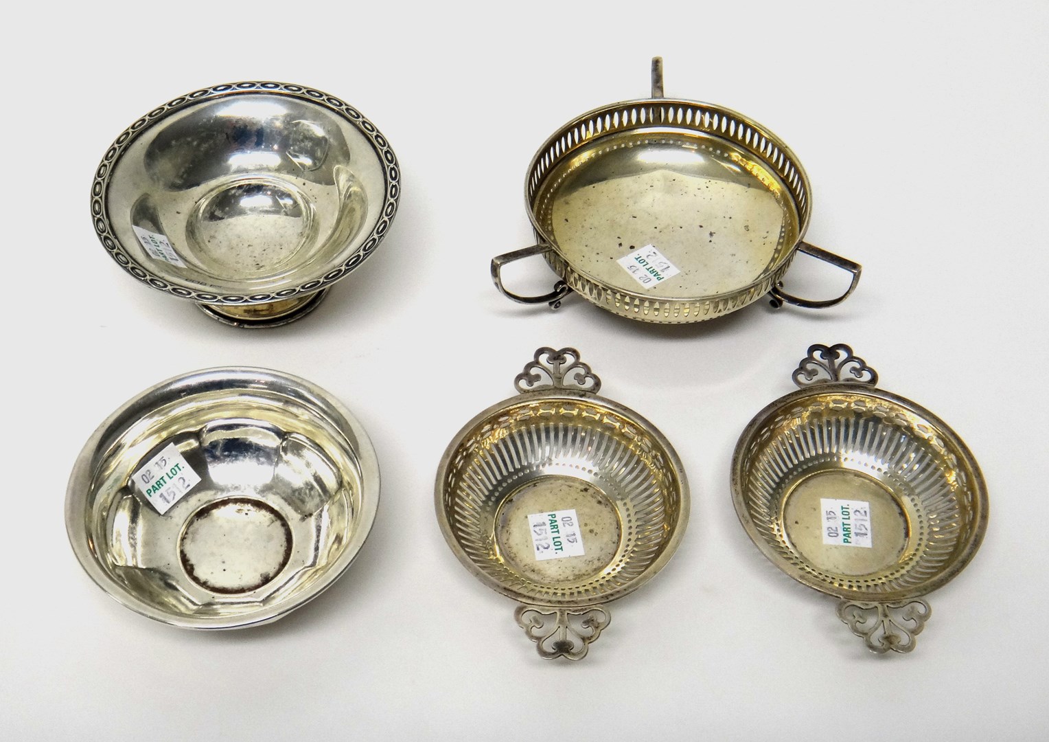 Appraisal: Silver comprising a three handled bonbon dish decorated with a