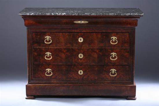 Appraisal: LOUIS PHILIPPE MARBLE-TOP COMMODE th century with gilt metal mounts