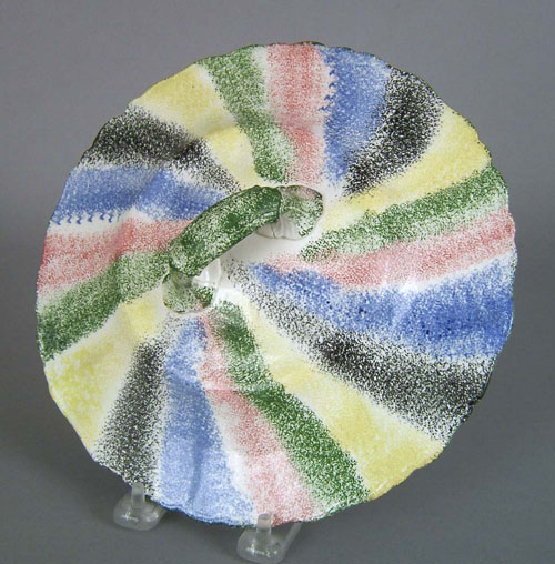 Appraisal: Five color rainbow spatter chamber pot lid th c dia