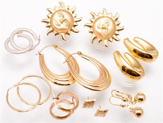 Appraisal: Assorted K gold hoop and post earrings grams