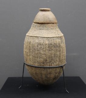 Appraisal: th C Borana Ppl Lidded Milk Container th C Borana