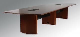 Appraisal: Oversized solid mahogany conference table Contemporary solid mahogany triple pedestal