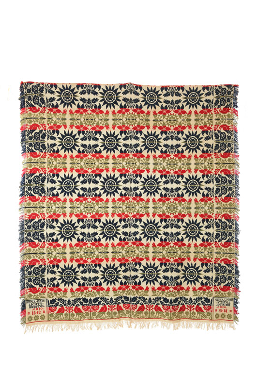 Appraisal: OHIO JACQUARD COVERLET Benjamin Lichty Bristol Wayne County wool and