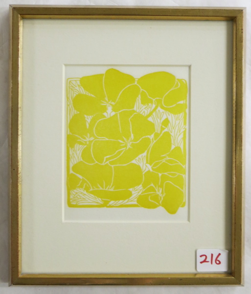 Appraisal: LUCIA K MATHEWS WOODCUT California - California Poppies Image measures