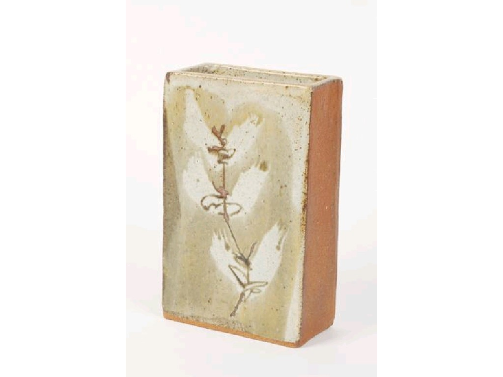 Appraisal: MARIANNE DE TREY A SLAB BUILT RECTANGULAR VASE the front