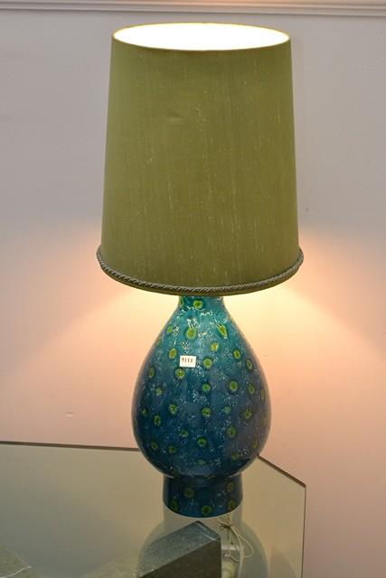 Appraisal: A 'S ITALIAN GLAZED LAMP WITH SHADE A 'S ITALIAN