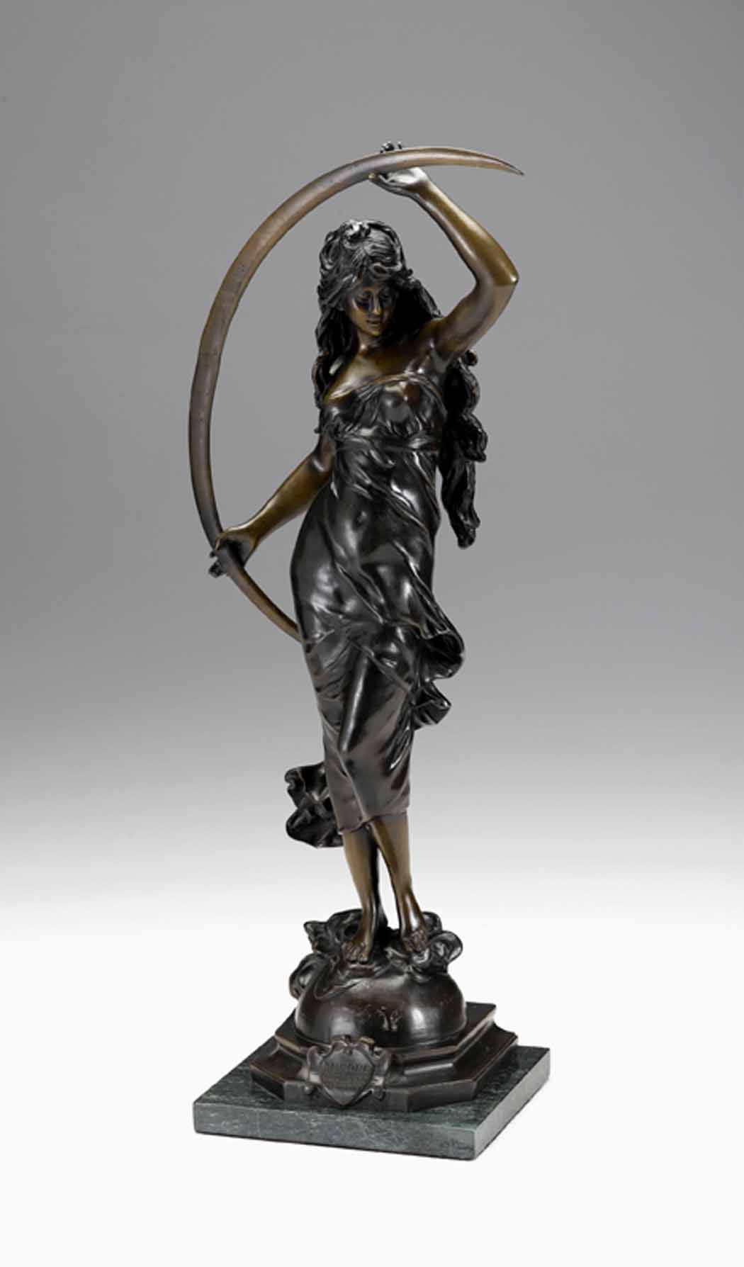 Appraisal: After Auguste Moreau Aurora Dark brown patina the standing figure