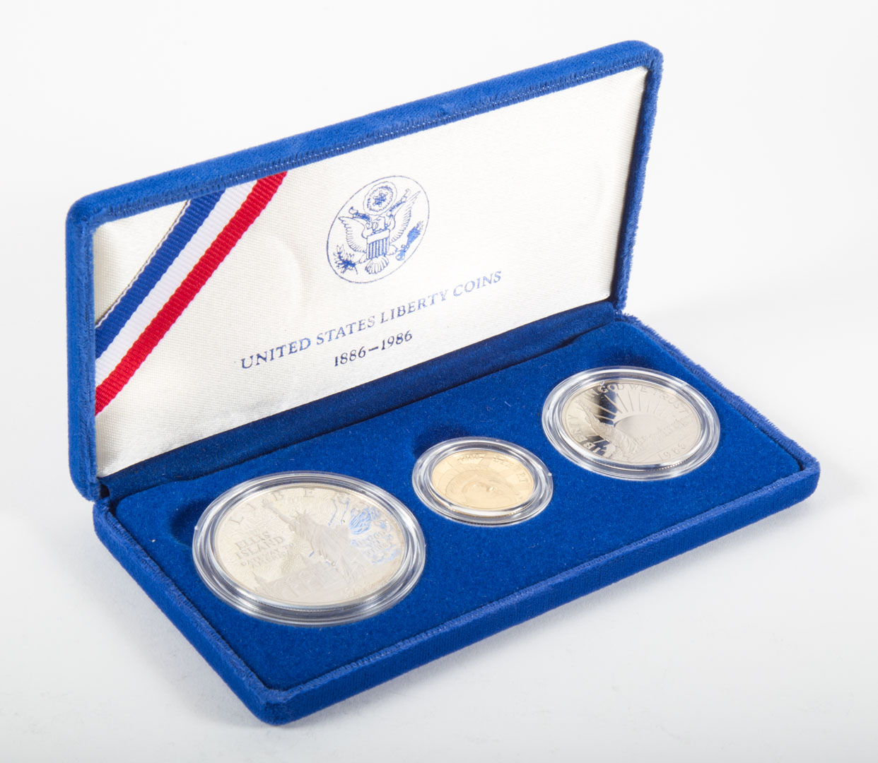 Appraisal: U S Liberty commemorative three-coin set Proof in original packaging