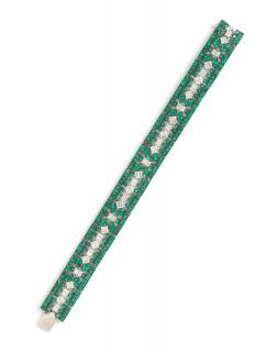 Appraisal: An Karat White Gold Emerald and Diamond Bracelet dwts An