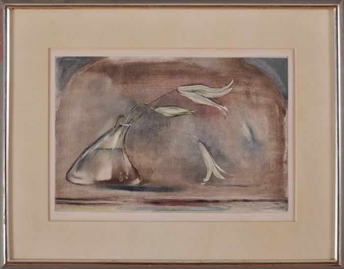 Appraisal: JOSEPH GOLDYNE b THREE LILIES Print x in signed and