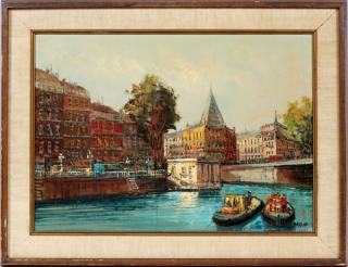 Appraisal: FRAMED PRINT FRAME FRAMED PRINT H W FRAME-SIZE CONTEMPORARY CANAL