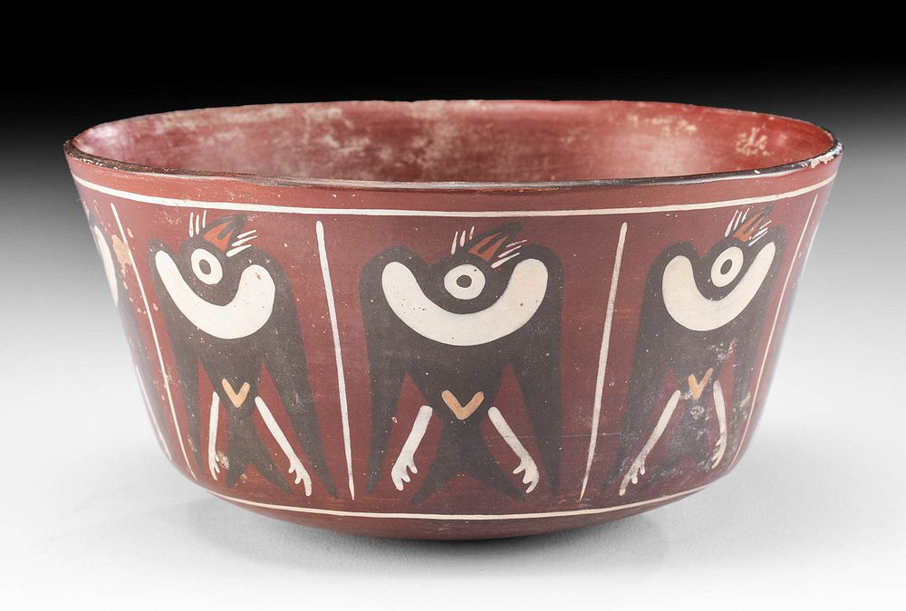 Appraisal: Nazca Polychrome Bowl w Anthropomorphic Birds Pre-Columbian South Coast Peru