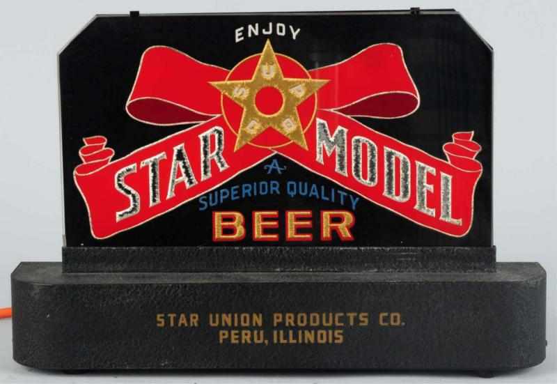 Appraisal: Star Model Beer Reverse Glass Light-Up Sign Bright brilliant colors