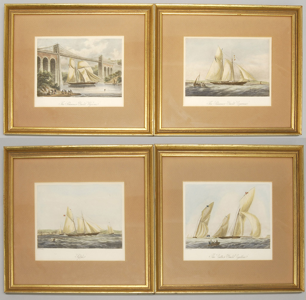 Appraisal: SET OF FOUR FRAMED MARITIME PRINTS Depict various th Century