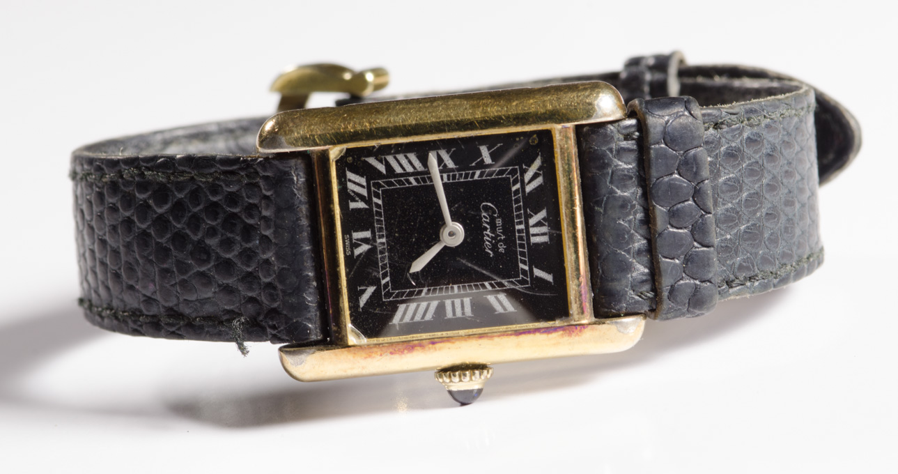 Appraisal: MUST De CARTIER TANK VERMEIL WRISTWATCH medium size rectangular gold-plated