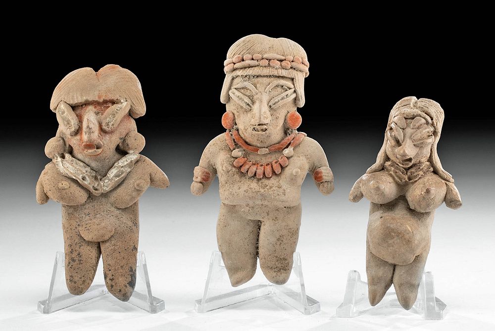 Appraisal: Three Chupicuaro Pottery Pretty Ladies Pre-Columbian West Mexico Chupicauaro ca