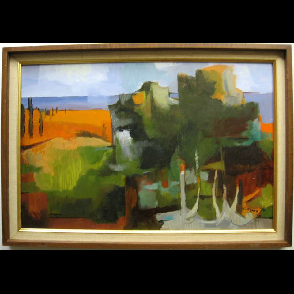 Appraisal: BEACH WITH SANDSTONE FORMATION GERALD ROACH - CANADIAN OIL ON