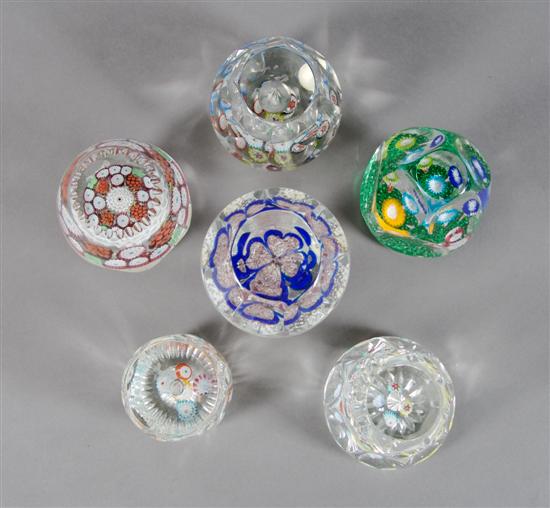 Appraisal: A Collection of Six Paperweights Height of tallest inches