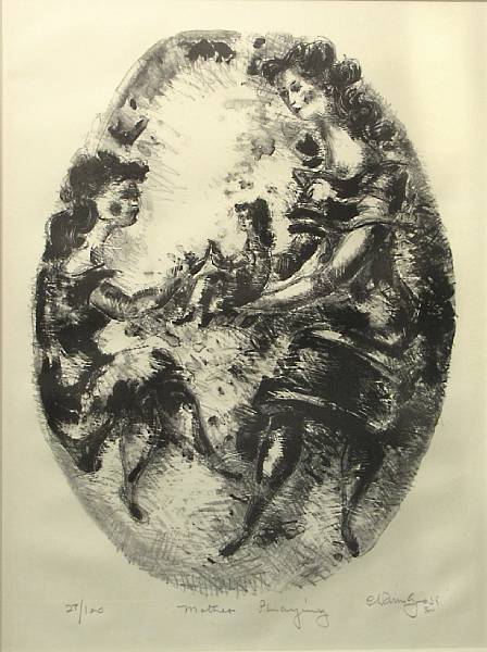 Appraisal: Chaim Gross American - Mother Playing n d Lithograph on