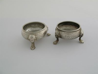 Appraisal: A pair of George II squat circular salts on three