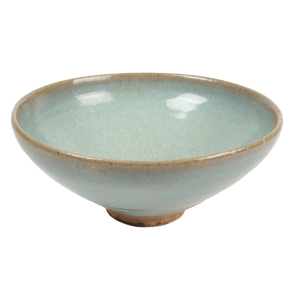 Appraisal: CHINESE LARGE CELADON BLUE CRACKLE GLAZE POTTERY JUN WARE BOWL