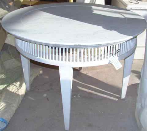 Appraisal: ANTIQUE WHITE PAINTED ROUND TABLE WITH MARBLE TOP above a