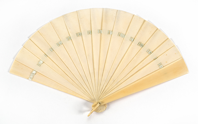 Appraisal: IVORY BRIS FOLDING FAN Chinese late th CenturyPlain sticks and