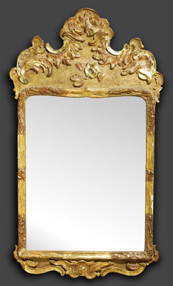 Appraisal: CARVED GILT WOOD MIRROR Louis XV France circa With cut