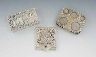 Appraisal: A Collection of Three Silver Cases Including a tooled silver