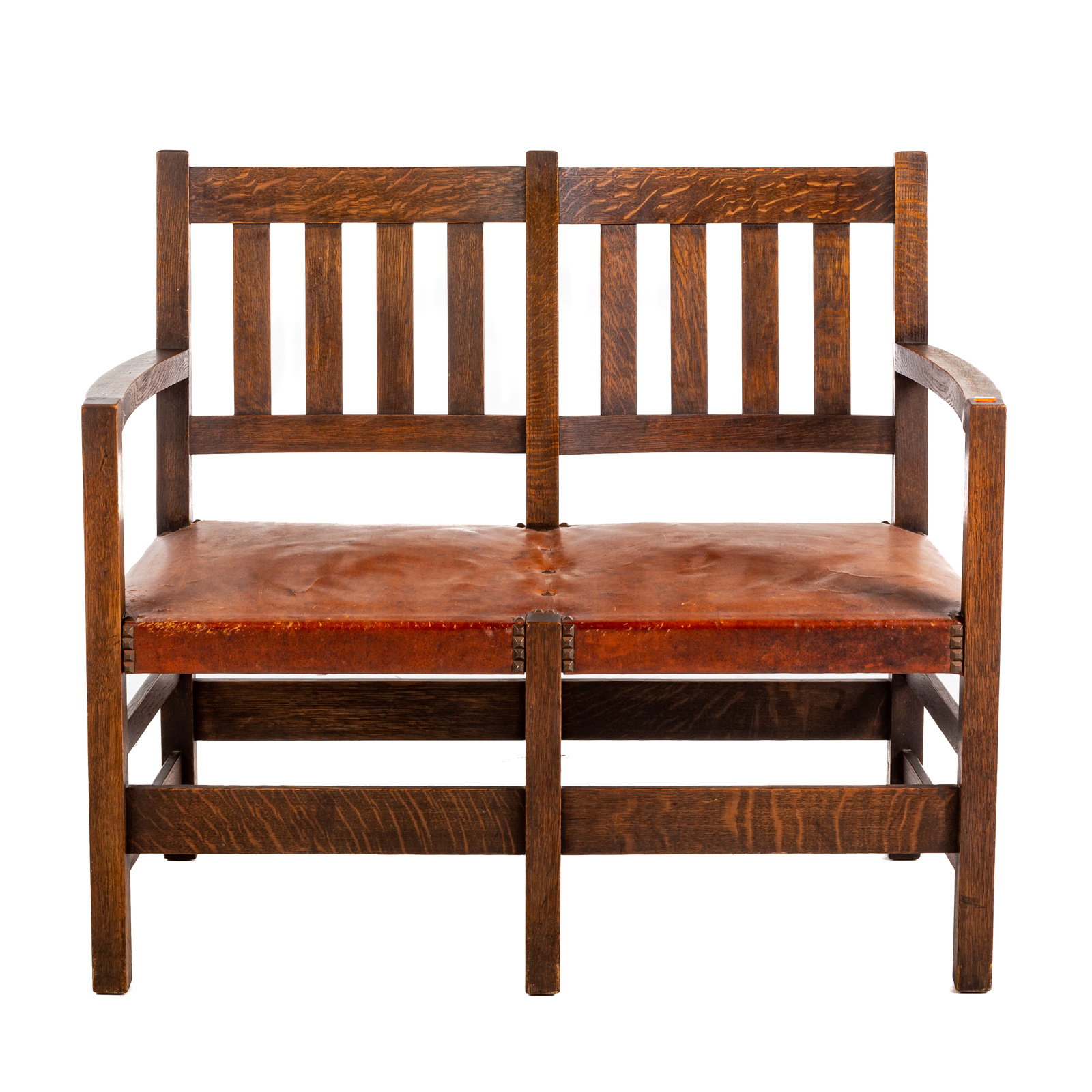 Appraisal: MISSION OAK DOUBLE CHAIR BACK SETTEE Circa - possibly Stickley