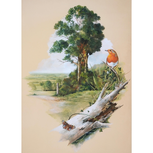 Appraisal: Robert Coppillie - - A Robin and a Goldfinch in