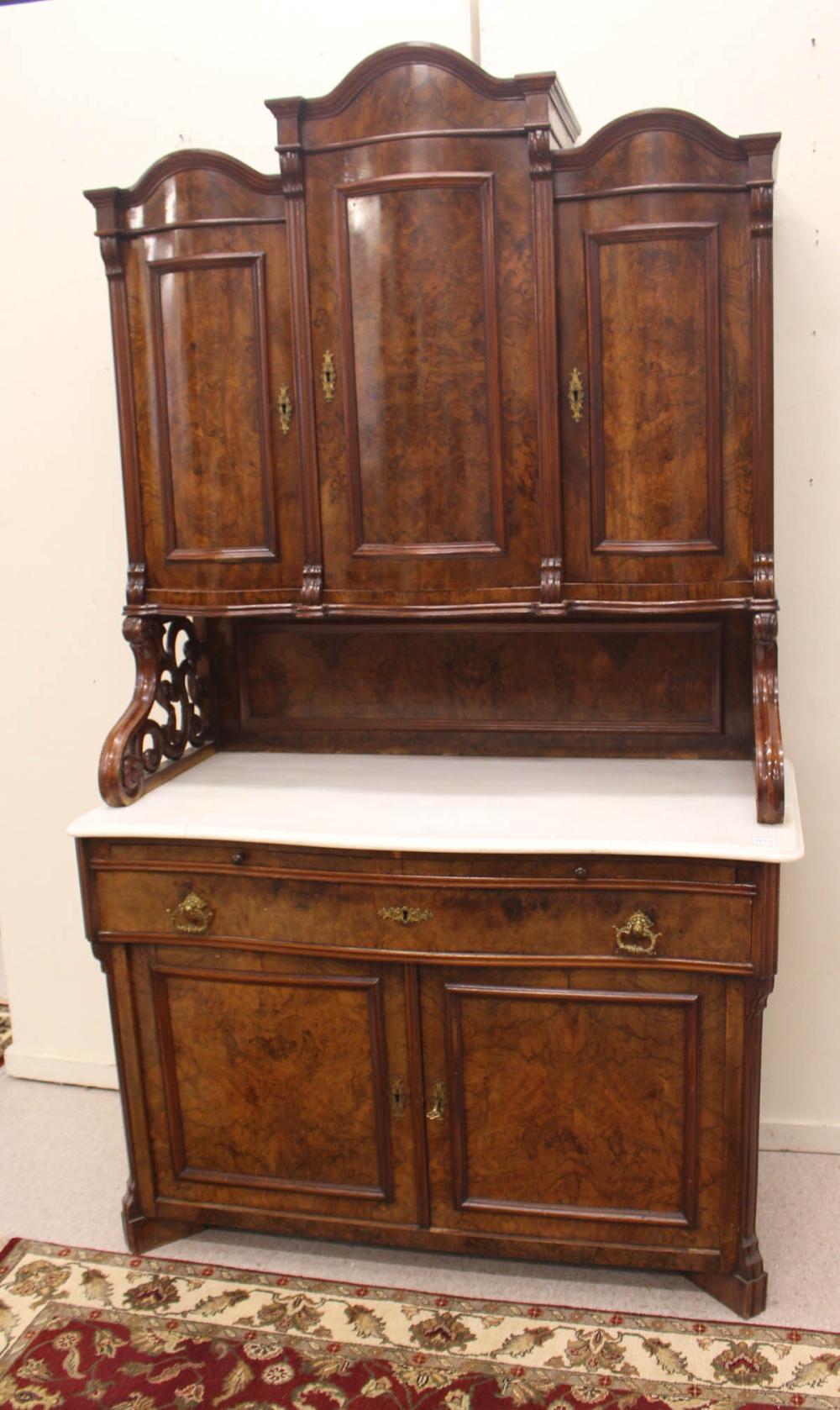 Appraisal: VICTORIAN WALNUT AND BURL WALNUT SIDEBOARD Continental th century the