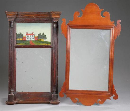 Appraisal: TWO MIRRORS Cherry Chippendale style h w Federal style with