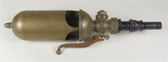 Appraisal: Brass Steam Whistle Three chambered bell with acorn finial Signed