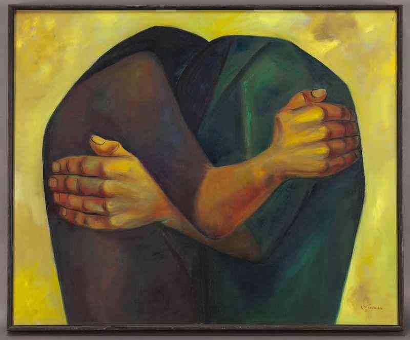 Appraisal: Eduardo Kingman ''Abrazo'' oil painting on canvas Canvas ''H x