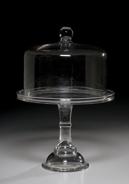 Appraisal: GLASS CAKE STAND AND BLOWN GLASS DOME American mid- th