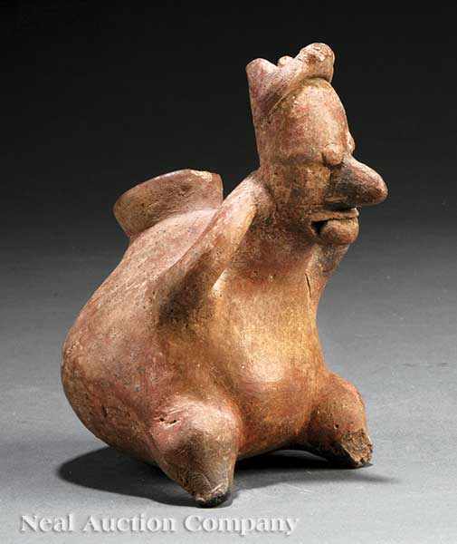 Appraisal: A Pre-Columbian Pottery Figural Vessel Colima seated bulbous figure with