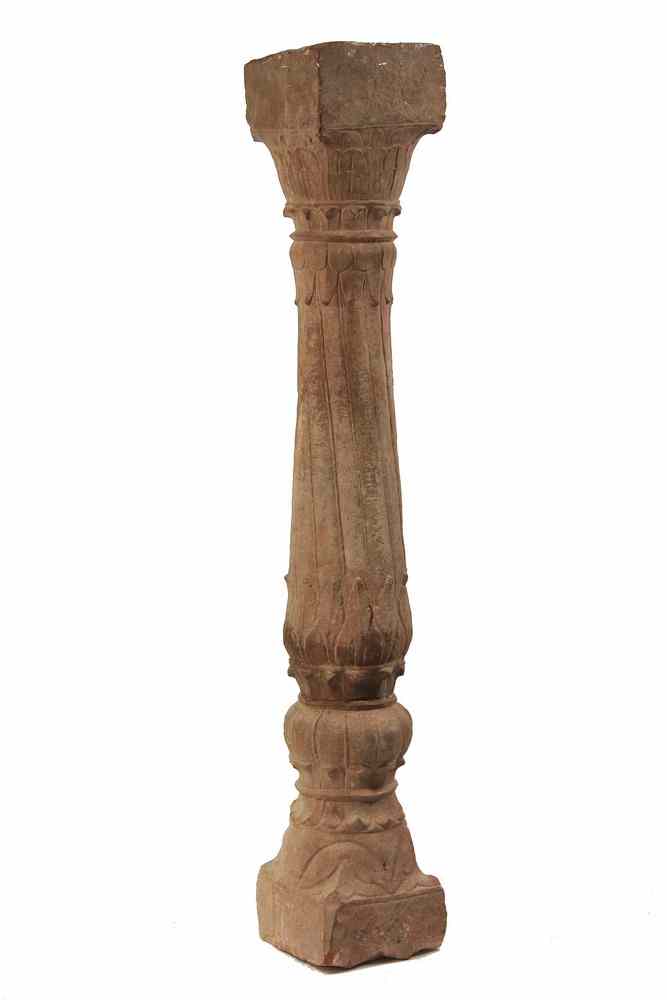 Appraisal: HINDU STONE COLUMN - Continental Indian Pink Sandstone Column typical