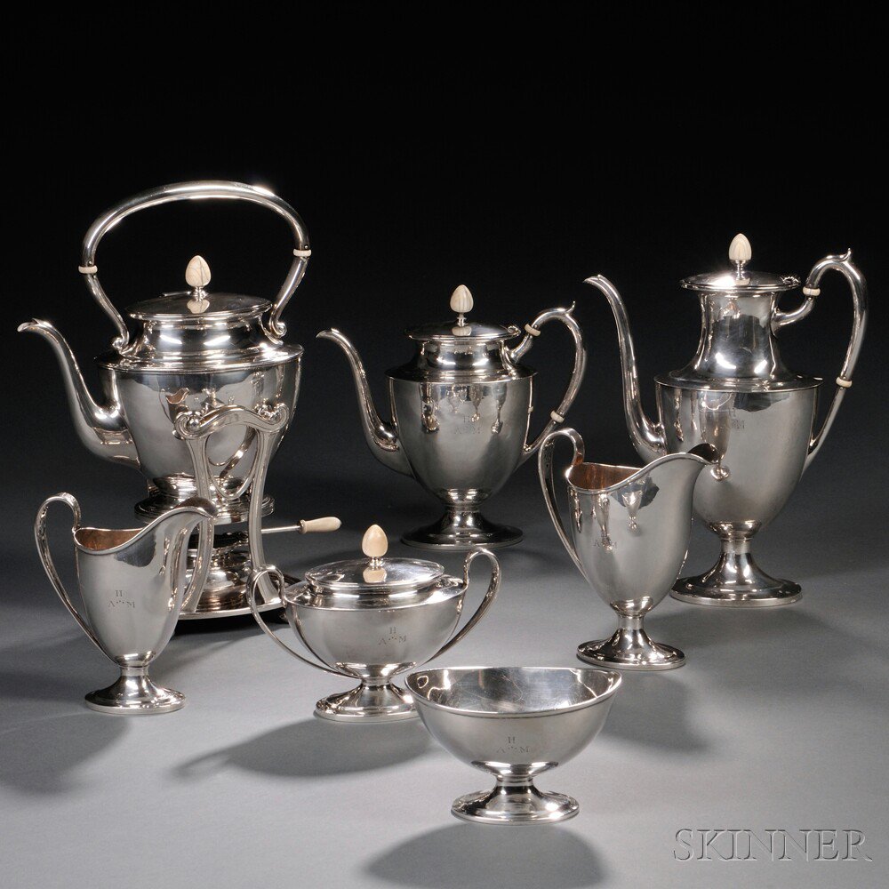 Appraisal: Seven-piece Arthur Stone Arts Crafts Sterling Silver Tea and Coffee