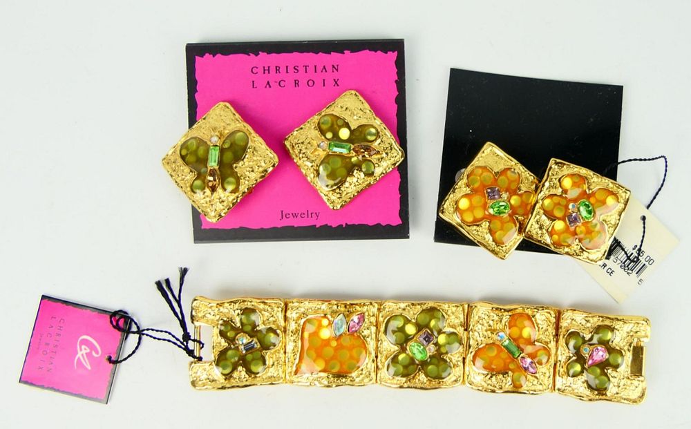 Appraisal: PR CHRISTIAN LACROIX EARRINGS BRACELET Rare find From the Audrey