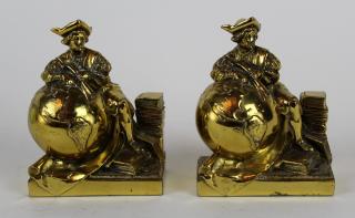 Appraisal: Pair JB Christopher Columbus bookends A pair of vintage polished