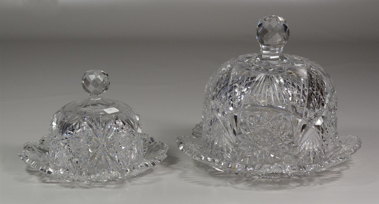 Appraisal: American Brilliant period cut glass covered dishes butter dome dia