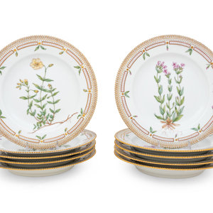 Appraisal: A Set of Twelve Royal Copenhagen Flora Danica Porcelain Dinner