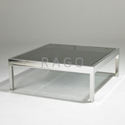 Appraisal: PACE Coffee table USA Italy s Chromed steel glass Unmarked