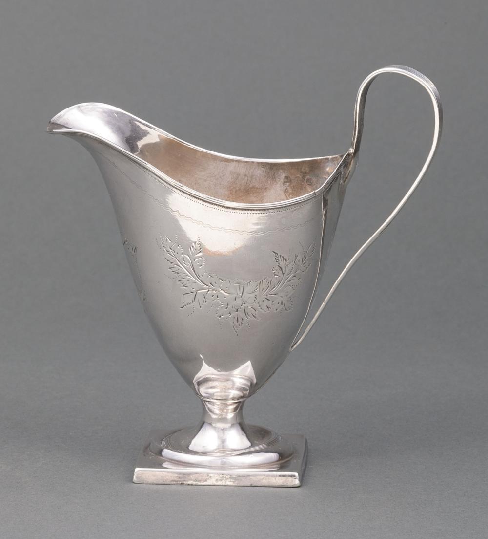 Appraisal: George III Sterling Silver Helmet-Form Cream Pitcher Thomas Law Sheffield